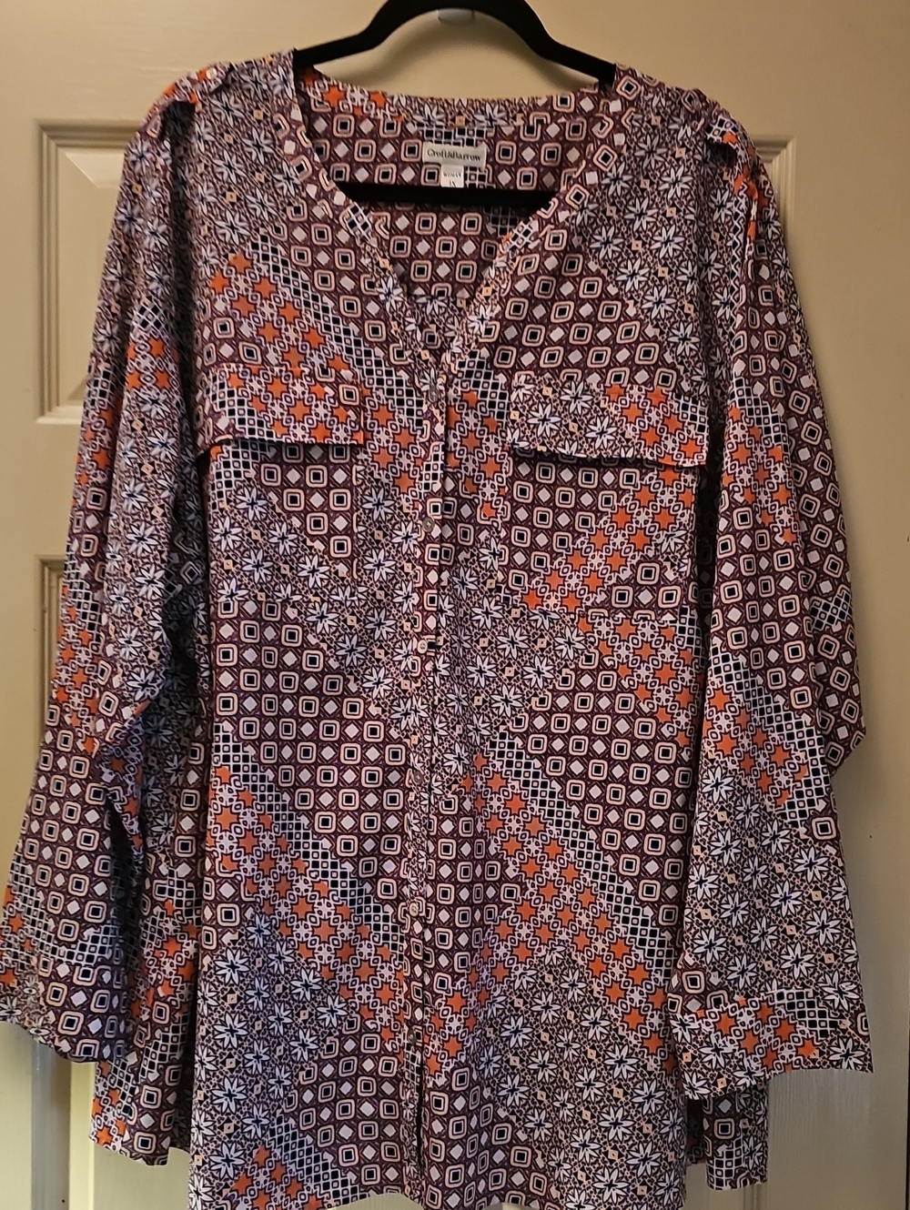 croft & barrow Purple and Orange Geometric Tunic Top